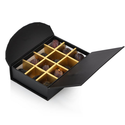 Luxury Black Magnetic Gift Box with Handle – Ajwa & Mabroom Dates by Tamooriya