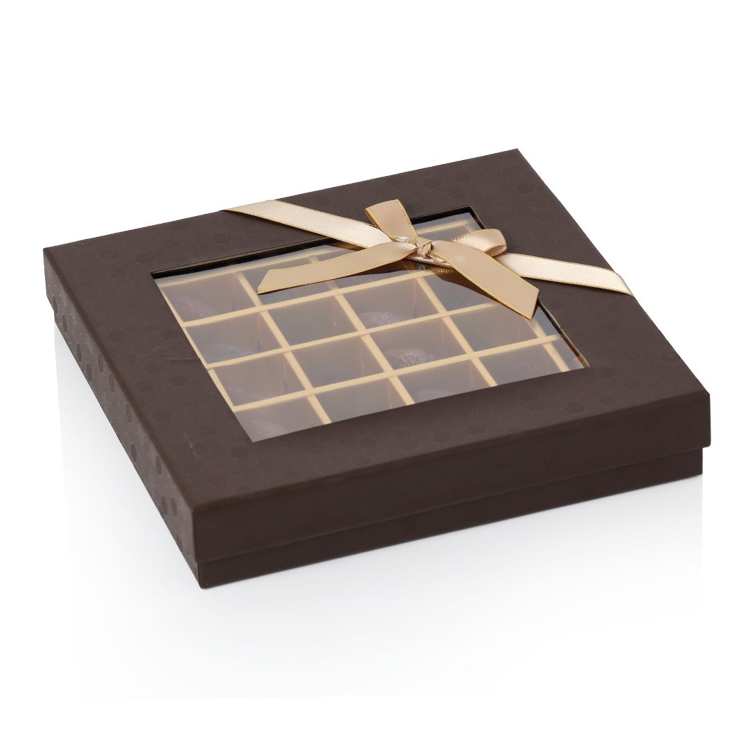 Ajwa & Mejdool Dates Gift Box – Square Paper Box with Transparent Lid and Divider by Tamooriya