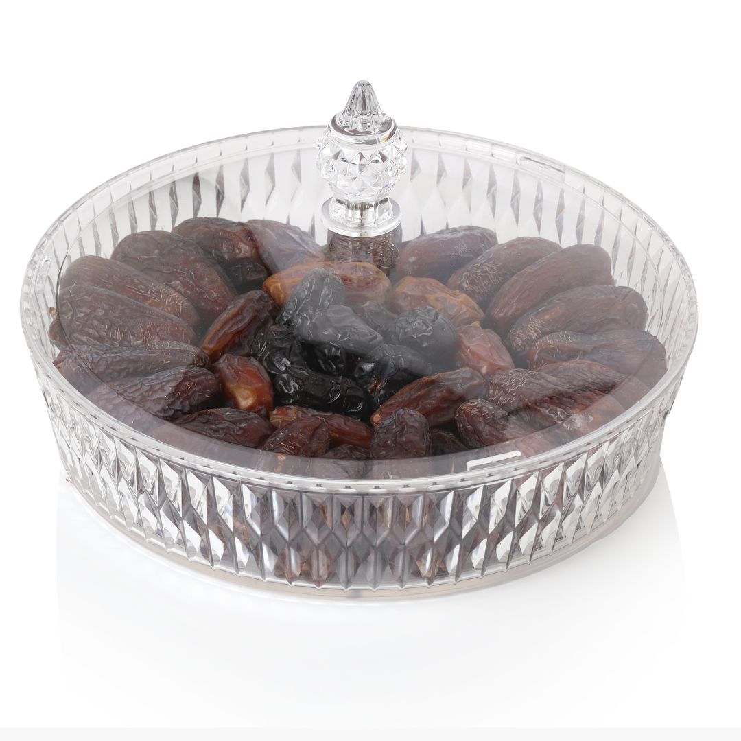 Medium Transparent Ribbed Gift Box – Ajwa, Mabroom & Amber Dates by Tamooriya